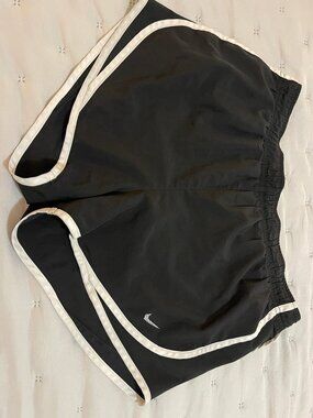 Nike Tempo Dri-Fit Running Shorts Black White Trim Built-In Brief Women's Medium